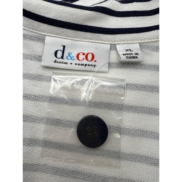 Denim & Co. Blazer Jacket Womens X-Large Navy Stripe French Terry Nautical QVC - Picture 8 of 9